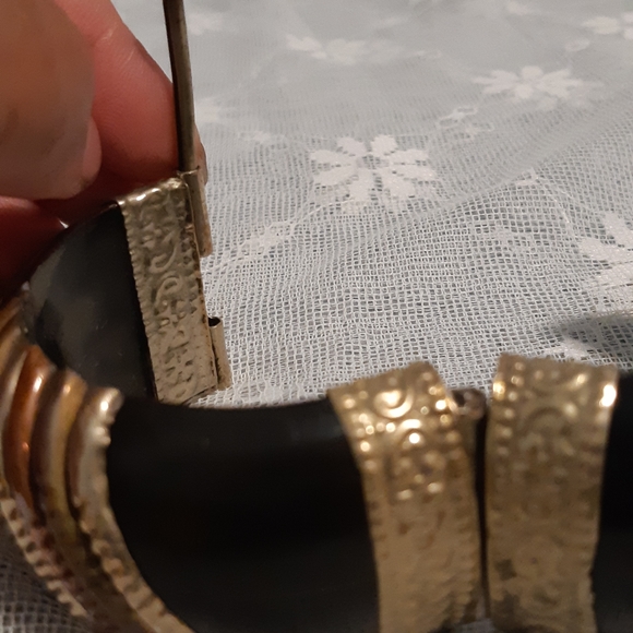 Vintage Chunky Bracelet,  Silver, Bronz, And Copper, 2 3/8" Wide With Safet Pin - Picture 14 of 16